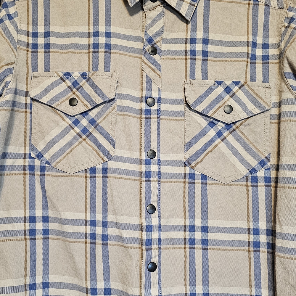 5.11 Tactical Series Plaid Long Sleeve Snap Shirt Men’s Small  Beige Blue - Picture 2 of 9